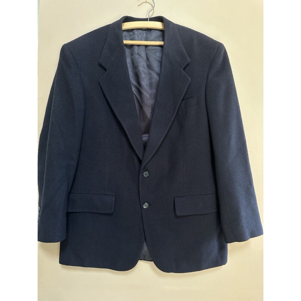 Vintage Bill Blass Belk 100% Camel Hair Blazer Classic Blue 44R Men's Sport Coat